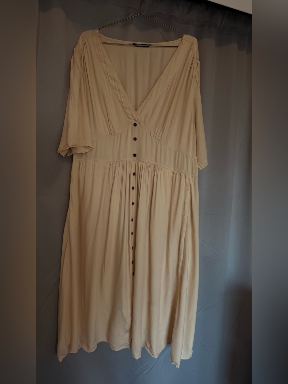 BloomChic Cream Button Front Boho Midi Maxi Dress Plus Size 18-20 - Picture 3 of 5